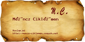 Müncz Ciklámen névjegykártya